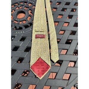 Vintage Rochas Paris Silk Geometric Tie Yellow Blue France